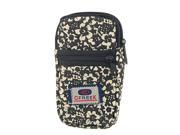 Mobile Phone Black Beige Floral Bag Zip Wristband Pouch
