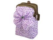Purple Leopard Print Bowknot Decor Zipper Closure Cell Phone Wrist Bag