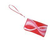 Ribbon Print Red Faux Leather Cell Phone Protector Bag