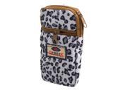 Leopard Pattern Cell Phone Coin Pouch Wrist Bag Gray Black