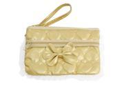 Sponge Lining Embossed Heart Print Gold Tone Faux Leather Phone Purse Bag