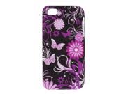 Purple Pink Butterfly Flower Black TPU Soft Case Cover for Apple iPhone 5 5G