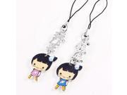 Lovers 2 Pcs Girl Shaped Pendants Cell Phone Strap