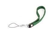 Unique Bargains Silver Tone Metal Lobster Clasp Green Strap String Lanyard for Cell Phone