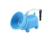 Sky Blue Soft Plastic Pig Shape Suction Stand Holder w Dust Plug for Cell Phone