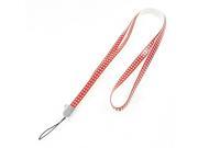 Unique Bargains Silver Tone Dots Embellished Red Cell Phone Neck Strap Band Lanyard Women