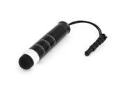 Black Alloy Mobile Phone 3.5mm Anti Dust Plug w Stylus Touch Screen Pen