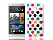 Colorful Round Dots Pattern Protector Case Soft Cover White for HTC One M7