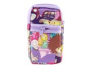 Multicolor Cartoon Printed Dual Compartments Zip Up Phone Wrist Bag Holder