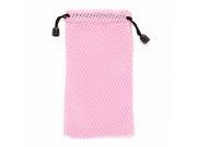 Drawstring Closure Nylon Meshy Cell Phone MP3 Pouch Bag Pink