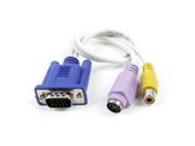 PC 15 Pin VGA Male to TV S Video RCA Female AV OUT Adapter Cable Yellow Purple