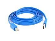 9.8Ft 3 Meters USB 2.0 A Male to B Male Printer Scanner Cable Flat Cord Blue