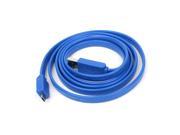 USB 2.0 Type A to Micro 5 Pin M M Plug Connector Flat Cable 1.5 Meter Blue