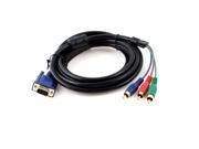 3 Meter 9.8Ft VGA 15 Pins to 3 RCA M M RGB Video Component Cable Cord