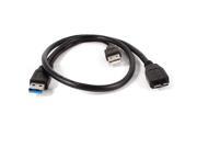 Black Superspeed Micro USB B Male to USB 3.0 USB 2.0 Male Adapter Cable 60cm