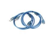 2 Pcs 1.5 Meter 5Ft USB 2.0 A Male to Female Extension Cable Cord Blue