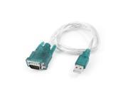 USB to RS232 Serial DB9 9P Port Converter Cable Teal Silver Tone for XP Win 7 8