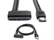 Black Esata USB 2.0 Combo to Sata 7 15 22 Pin Power Cable