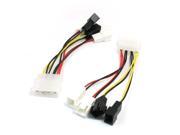 2 Pcs 4x 2 Pins to 4 Pins Male IDE PC Fan Power Cable Adapter Connector