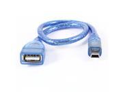 Blue High Speed USB 2.0 Type A Female to Mini 5 Pin Male Adapter Cable 25cm