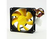 Yellow Blades DC 12V 80mm Black Plastic Fan for Computer Case Cooling