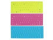 3 Pcs Fuchsia Green Blue Silicone Keyboard Film Skin Cover for ASUS 14 Laptop