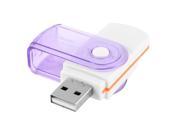 Plastic Purple White All In One USB 2.0 TF T Flash Mini SD Card Reader Memory