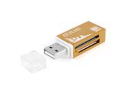 High Speed All In One USB2.0 MMC SD T Flash TF Memory Card Reader Gold Tone