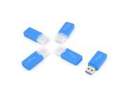 5 Pcs Blue Clear USB 2.0 Transflash TF Micro SD Mini Pocket Memory Card Reader
