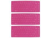 3 Pcs Fuchsia Silicone Notebook Keyboard Skin Cover Protector Film for ACER 14