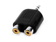 Unique Bargains Dual RCA Female to 3.5mm Jack Male Plug Audio Adapter Y Splitter Connector