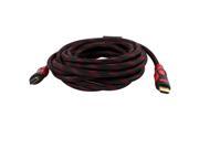 5M Red Black Braided Cord 1080P HDMI Male to HDMI Male HDTV DVD Adapter Cable