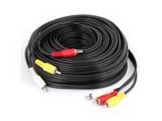 3 RCA Male to Male Plug Audio Video AV Extension Cable Black 20 Meters