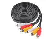 Black 3 RCA Male to 3 RCA Male M M Audio Video Cable Cord 5 Meters