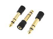 3 Pcs Gold Tone Stereo 6.35mm Male Plug to 3.5mm Female Socket Audio Connector