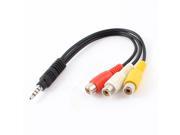 3.5mm Male Plug to 3 RCA Female Audio Video AV Cable 22cm