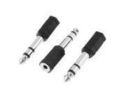 3 Pcs 6.35mm Stereo Male Plug to 3.5mm Female Socket Audio Connector Adapter