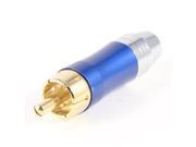 RCA Male Plug Solder Type Audio Video Cable Adapter Connector Gold Tone Blue