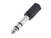 Silver Tone Stereo 6.35mm Male Plug to 3.5mm Female Jack Headphones Adapter