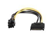 SATA 15 Pin Male Plug to ATX 6 Pin Female Jack Adapter Video Card Power Cable