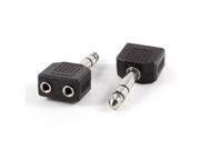 Unique Bargains Double 3.5mm to 6.35mm Female to Male F M Stereo Audio Connector 2 Pcs