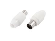 TV PAL Female Jack Plug Coax RF Connector Adapter Cable White 2pcs