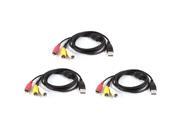 USB 2.0 Male to 3 RCA Male Adapter AV Converter Cable Wire 1.5M 2 Pcs