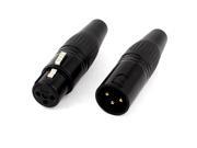 2 Pcs Audio Mic Microphone Adapter XLR 3 Pin Male Female Jack Connector