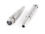 2 Pcs Stereo 1 4 6.35mm Jack to XLR 3pin Female Audio Adapter Silver Tone