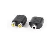 Unique Bargains 2 Pieces 2 RCA Female to 1 8 3.5mm Female F F Adapter Splitter Connector Black
