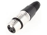 Unique Bargains MIC Female 3 Pin XLR Connector Black Silver Tone for 5mm Dia AV Audio Cable