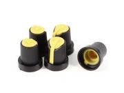Unique Bargains Amplifier Speaker 6mm Diameter Hole Rotary Skirted Knob Black Yellow 2 Pcs