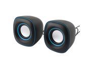 Pair Black Blue Cube Design USB 2.0 3.5mm Stereo Multimedia Speaker Sound Box