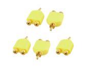 5 Pcs RCA AV Audio Video 1 Male to 2 Female Coupler Adapter Yellow